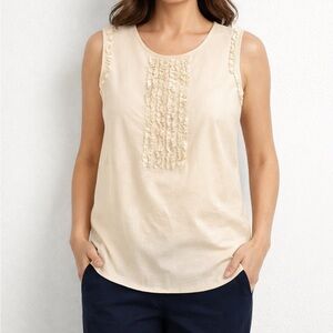 Talbots Petite Ruffle Tank Sleeveless Top